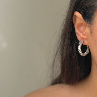 گوشواره فول نگین سیلور